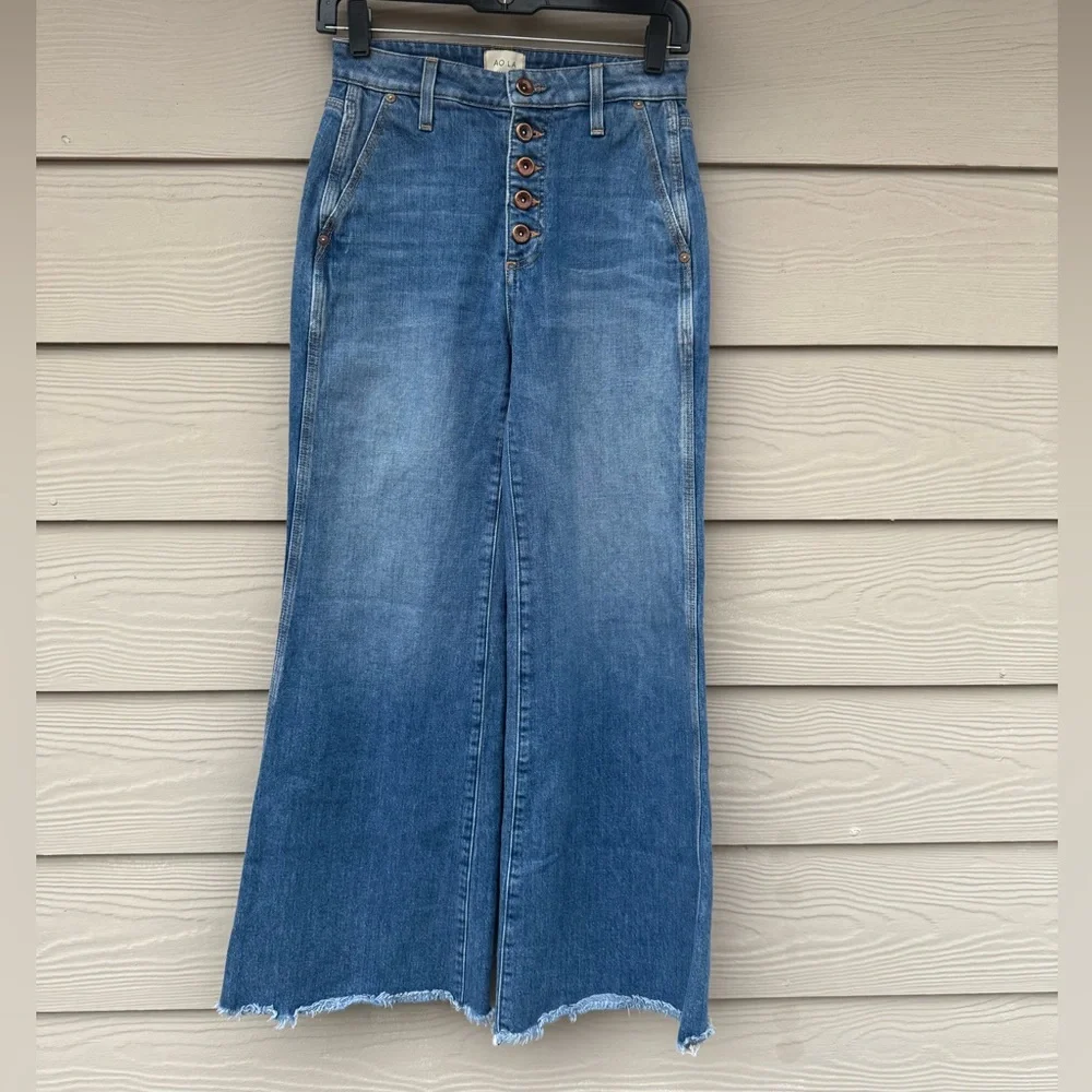 Alice + Olivia High Rise Cropped Wide Leg Jeans - Picture 6 of 13